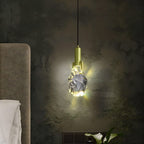 Złota lampa wisząca Aurelia Gold Crystal z miękkim światłem LED