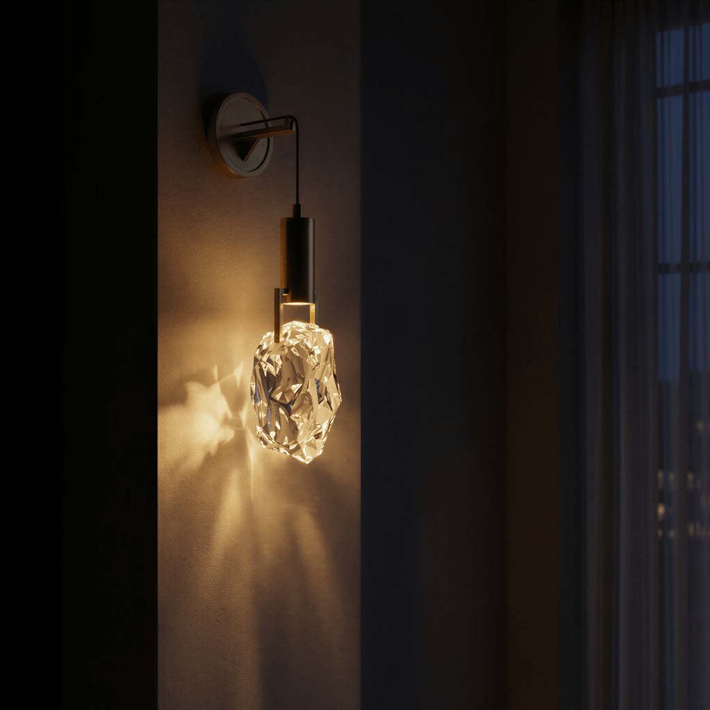 Aurelia Crystal Halo LED Wall Lamp With Gold Finish Frame
