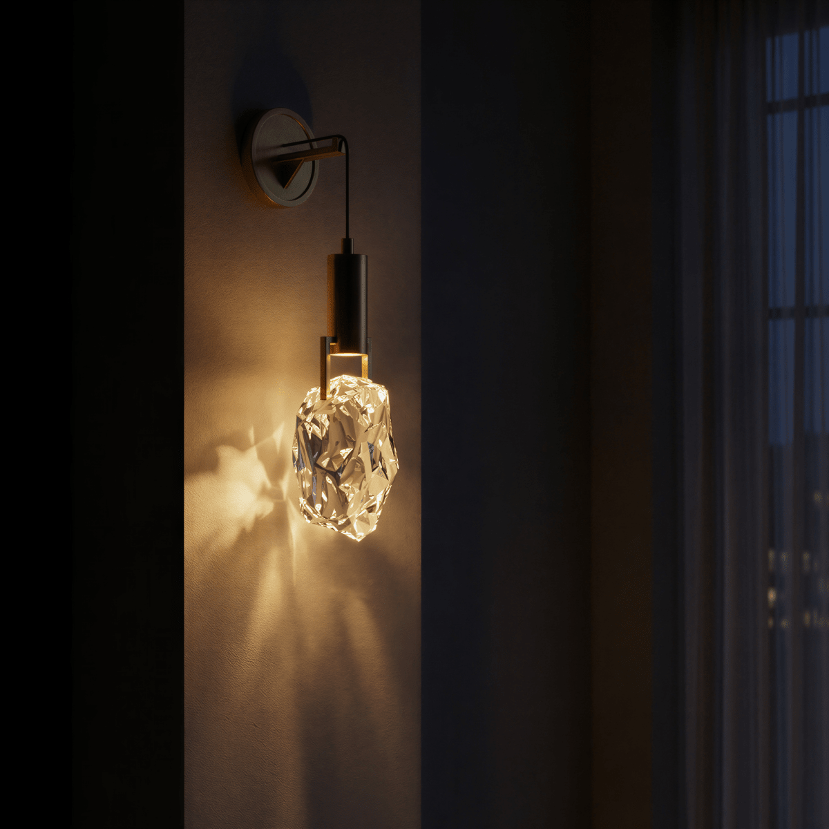 Aurelia Crystal Halo LED Wall Lamp With Gold Finish Frame