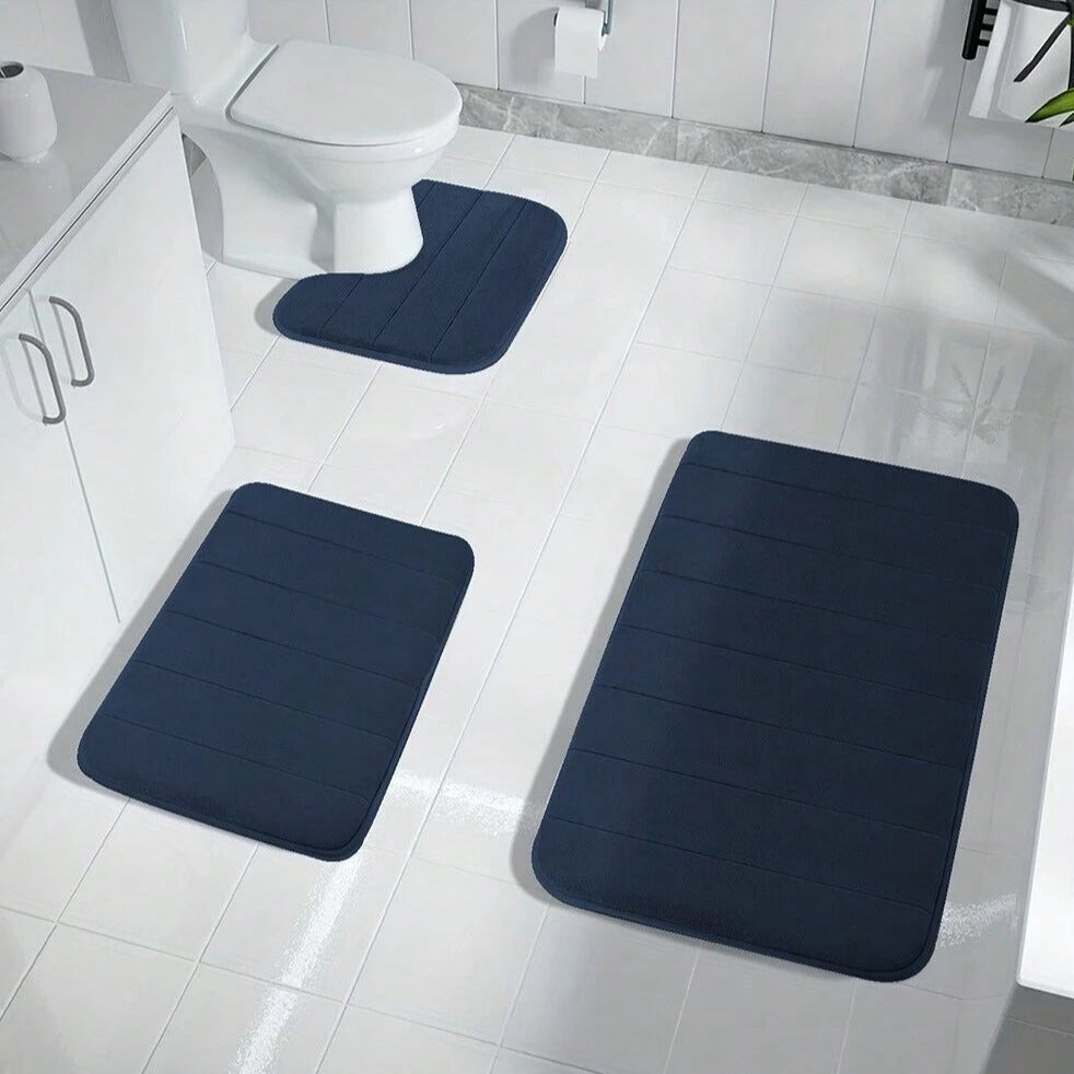 3-Piece Non-Slip Bath Set, Memory Foam Mats with Grip Backing