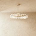 Petal Glass Chandelier With Sculpted Iron Frame Diffused Glow For Elegant Interiors