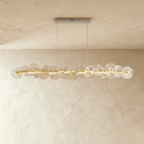 Petal Glass Chandelier With Sculpted Iron Frame Diffused Glow For Elegant Interiors