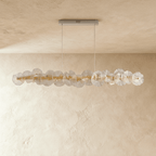 Petal Glass Chandelier With Sculpted Iron Frame Diffused Glow For Elegant Interiors