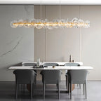Petal Glass Chandelier With Sculpted Iron Frame Diffused Glow For Elegant Interiors