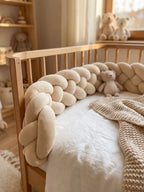 Woven Cotton Crib Liner, 4-Strand Braided Rail Guard for Nursery