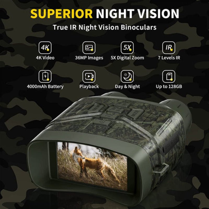 Jumelles numériques infrarouges de vision nocturne avec résolution 4K et appareil photo 36 MP - Fioriscas