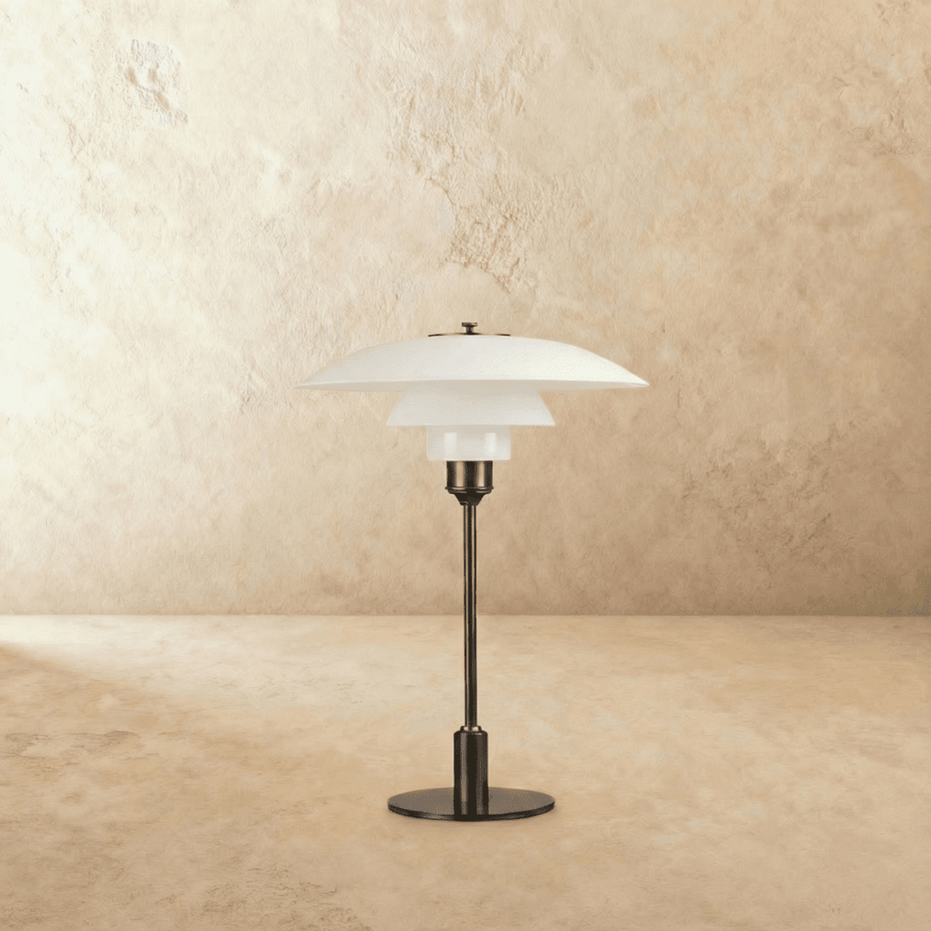 Verdant Desk Lamp With Layered Green Shade And Frosted Diffuser