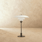 Verdant Desk Lamp With Layered Green Shade And Frosted Diffuser