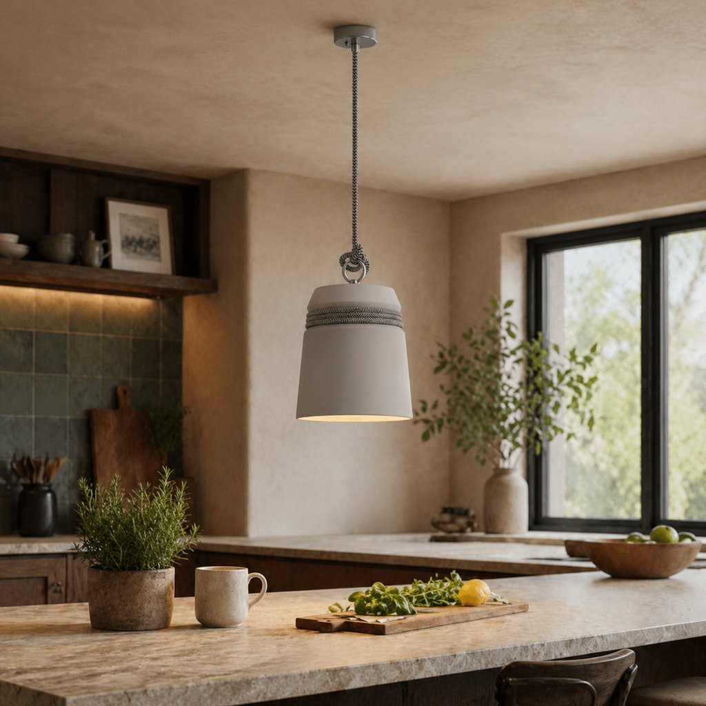 Cinder Bucket uppåtvänd cementhinkpendellampa nordisk industriell minimalism för matplats