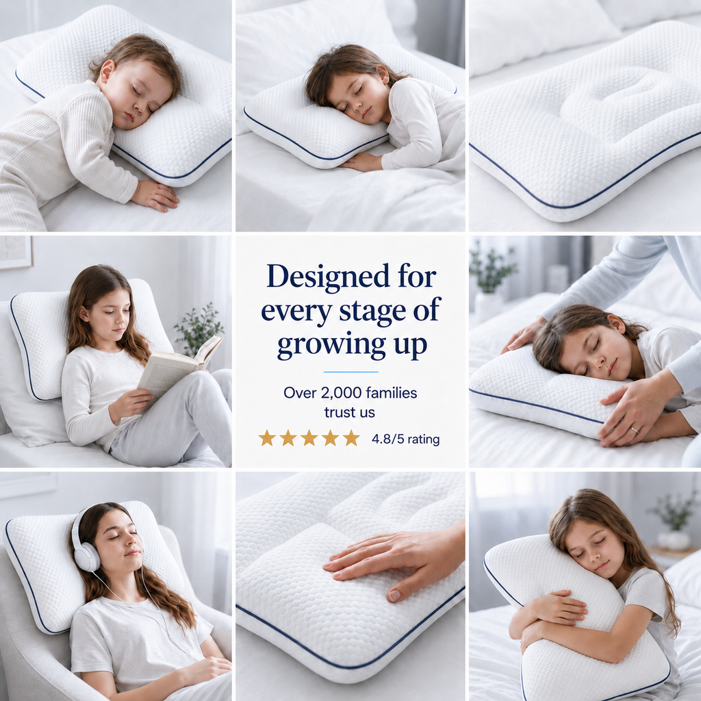Kinder-Memory-Foam-Kissen, ergonomische Unterstützung für wachsende Schläfer