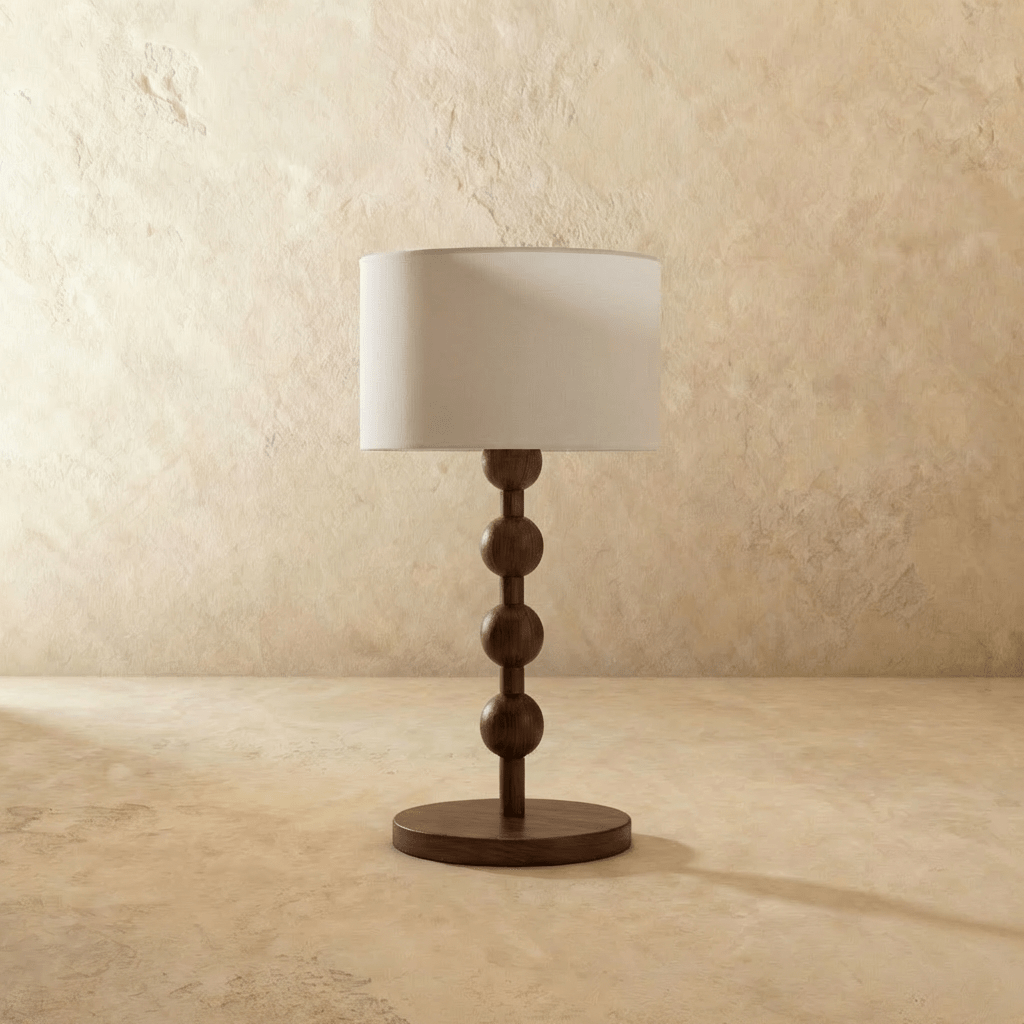 Nordicwood Staplad Sfär Trä Bordslampa Med Varmt Stämningsljus