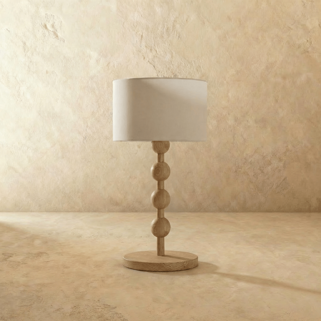 Nordicwood Staplad Sfär Trä Bordslampa Med Varmt Stämningsljus