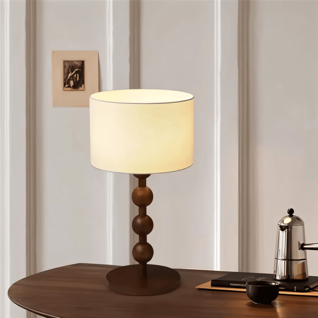 Nordicwood Staplad Sfär Trä Bordslampa Med Varmt Stämningsljus