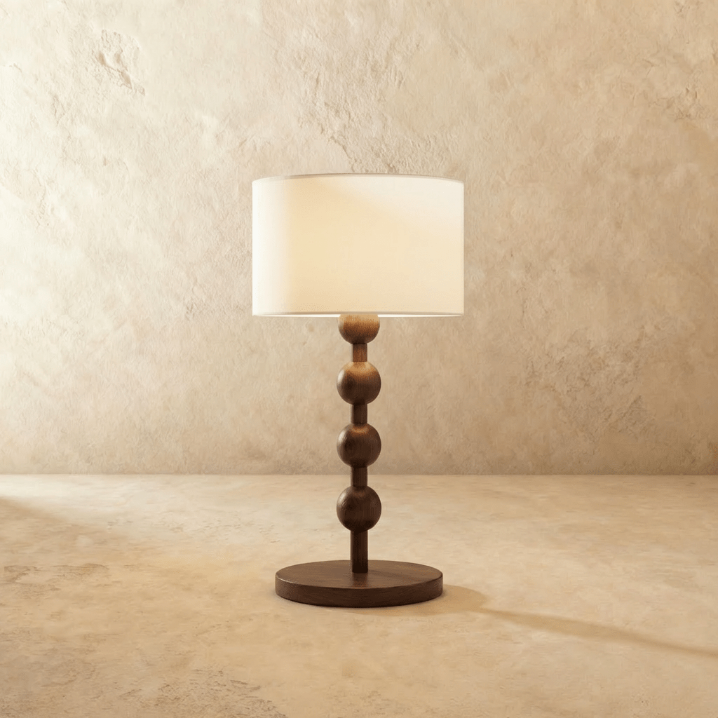 Nordicwood Staplad Sfär Trä Bordslampa Med Varmt Stämningsljus