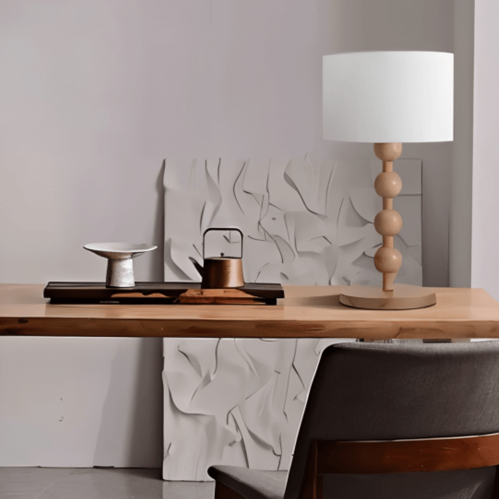 Nordicwood Staplad Sfär Trä Bordslampa Med Varmt Stämningsljus