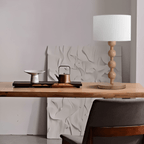 Nordicwood Staplad Sfär Trä Bordslampa Med Varmt Stämningsljus