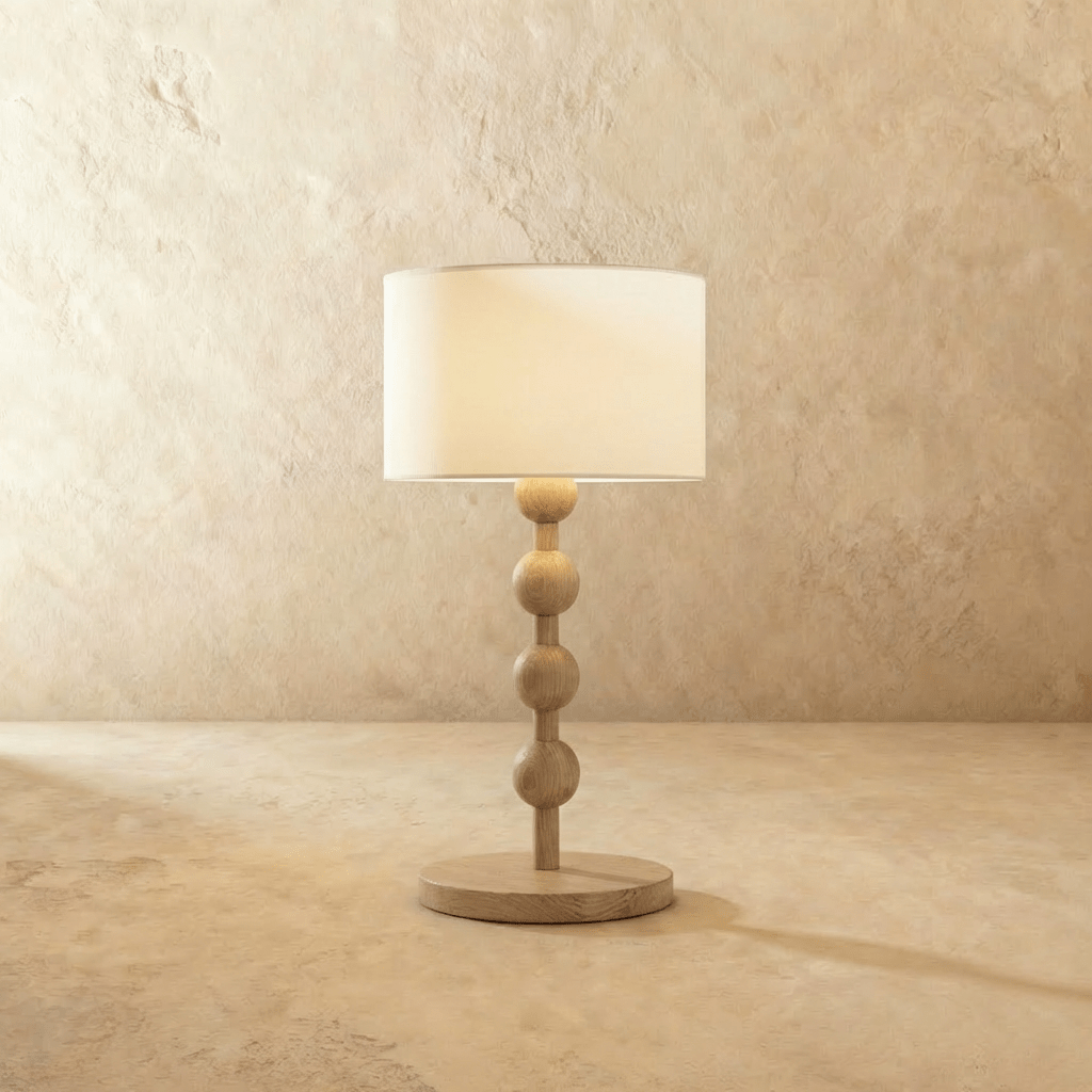 Nordicwood Staplad Sfär Trä Bordslampa Med Varmt Stämningsljus