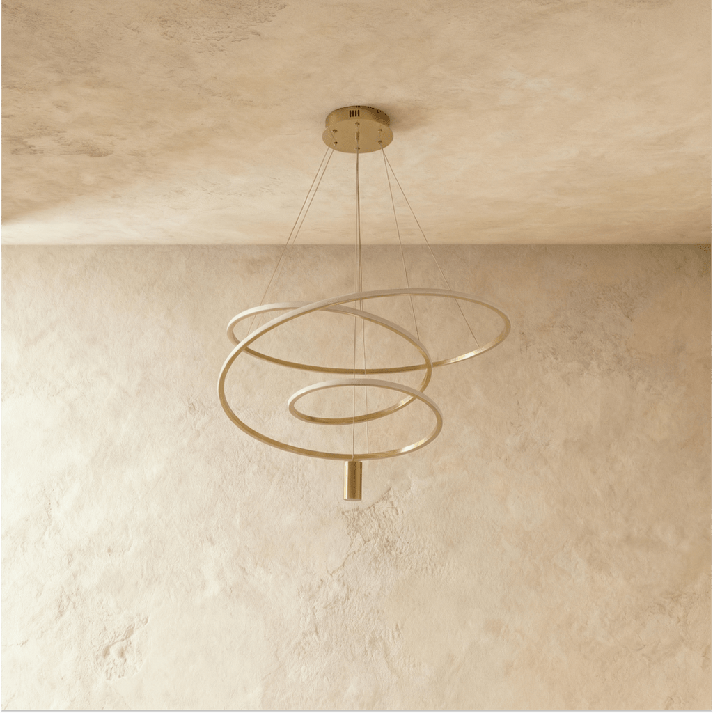Vergulde Spiraal Kroonluchter Met Acryl Diffuser Voor Luxe Interieurs