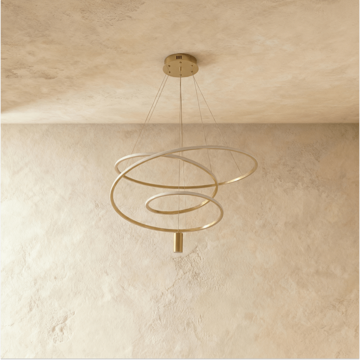 Vergulde Spiraal Kroonluchter Met Acryl Diffuser Voor Luxe Interieurs