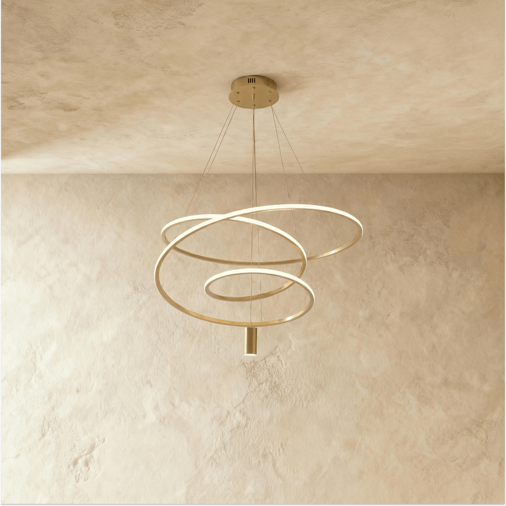 Vergulde Spiraal Kroonluchter Met Acryl Diffuser Voor Luxe Interieurs