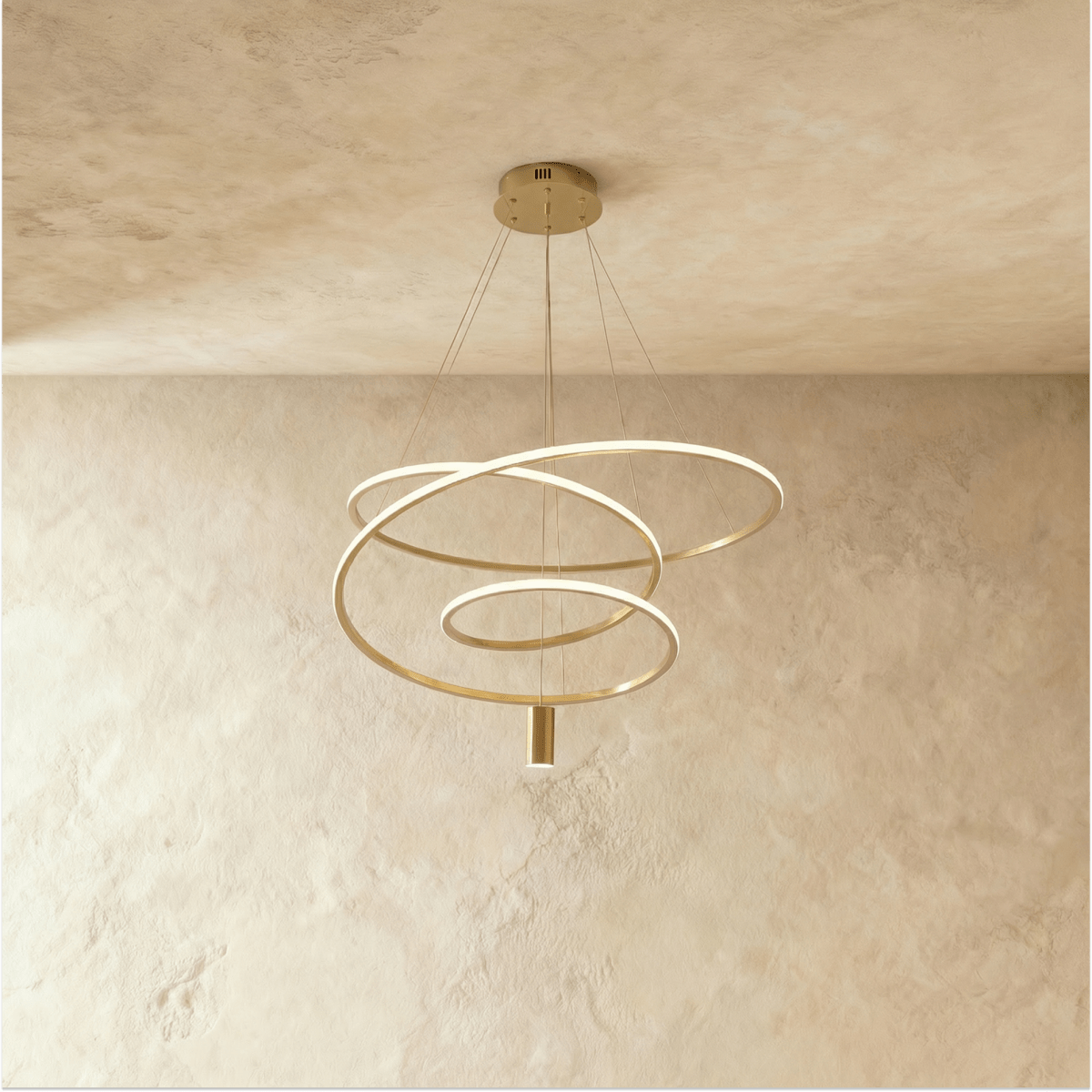 Vergulde Spiraal Kroonluchter Met Acryl Diffuser Voor Luxe Interieurs