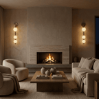 Lampada da parete Aurora Trio con sfere in vetro satinato e cornice dorata