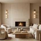 Lampada da parete Aurora Trio con sfere in vetro satinato e cornice dorata