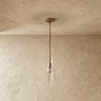 Lampa wisząca Aura Crystal w kształcie cylindra z żelaza i mosiądzu