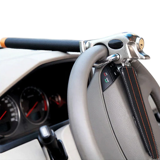 Vehicle Steering Wheel Lock, QuellGuard Three-Point Anti-Theft Bar