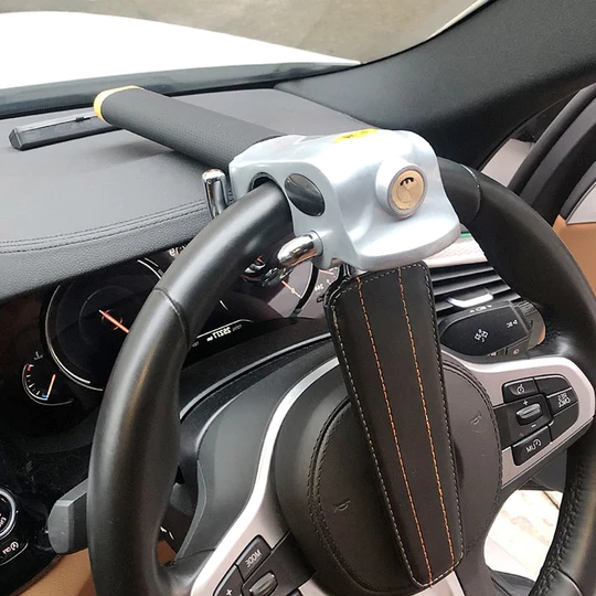 Vehicle Steering Wheel Lock, QuellGuard Three-Point Anti-Theft Bar