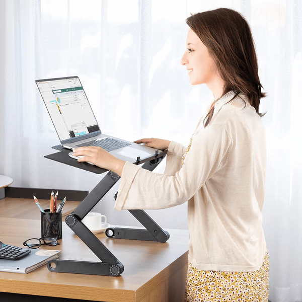 Laptop Stand, Virex 360° Aluminum Riser With Removable Mouse Pad