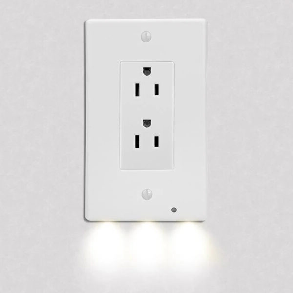 Cache-prises avec veilleuse LED à détecteur automatique, lot de 4