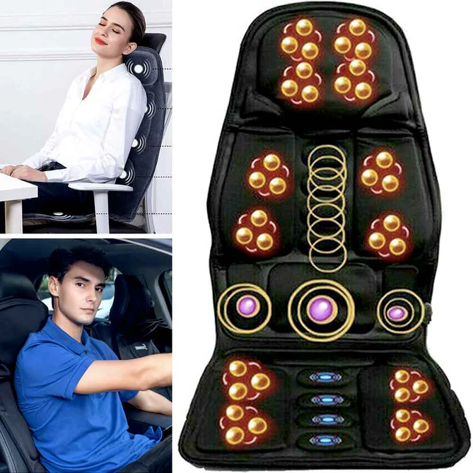 LumaRelief Elite Heated Massage Cushion With Eight Vibration Motors