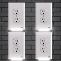 Cache-prises avec veilleuse LED à détecteur automatique, lot de 4