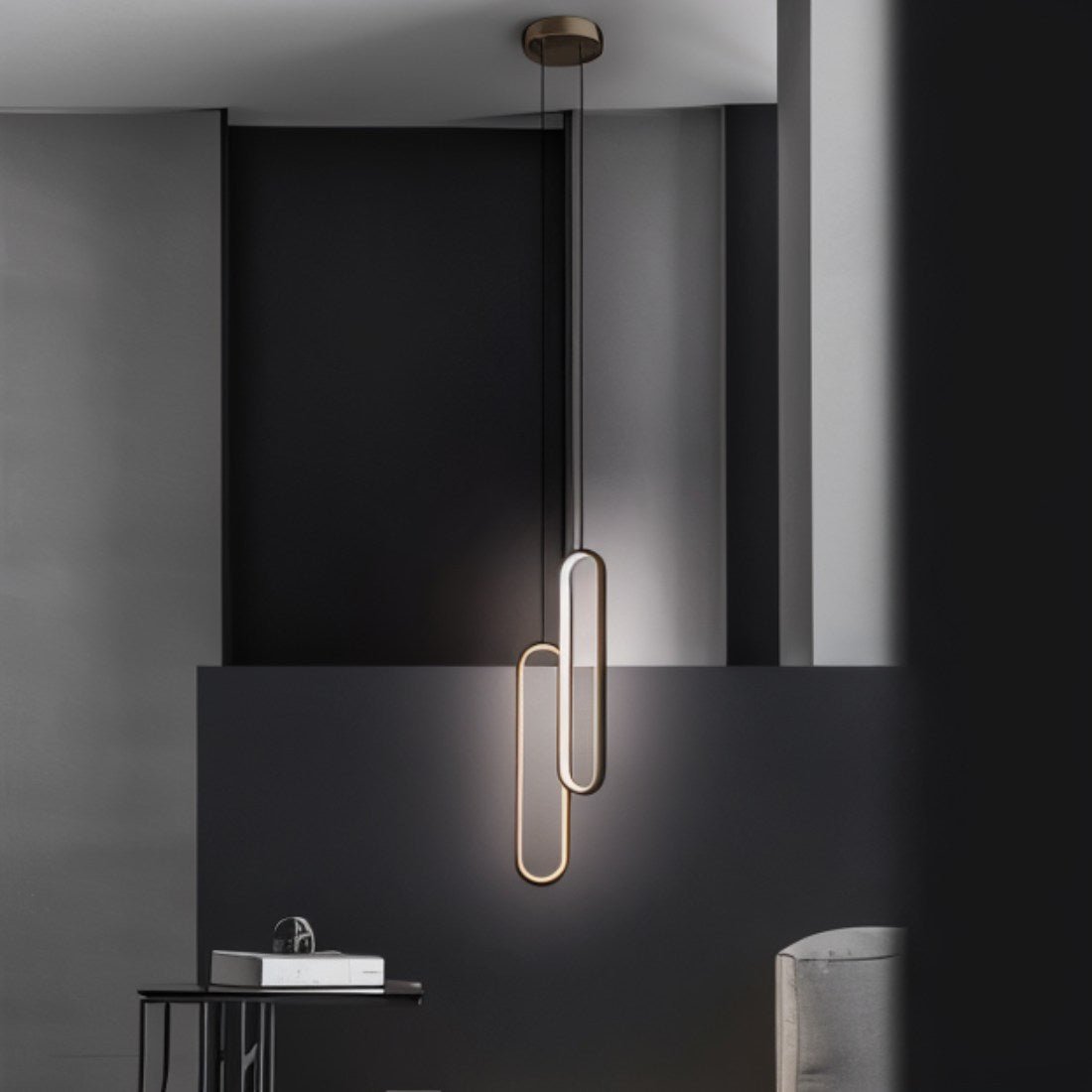 Lacquered Aluminum Oval LED Pendant Light for Modern Living
