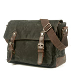 Waxed Canvas Crossbody Sling Bag With Leather Trim, Vintage Style
