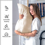 Față de pernă din mătase satinată, compatibilă cu perna Contour, pentru utilizare pe timpul nopții | Fioriscas