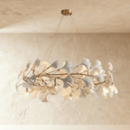 Verdant Crest Chandelier With Acrylic And Ceramic Leaves And Delicate Mini Shades