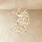 Verdant Crest Chandelier With Acrylic And Ceramic Leaves And Delicate Mini Shades