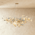 Verdant Crest Chandelier With Acrylic And Ceramic Leaves And Delicate Mini Shades