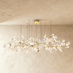Verdant Crest Chandelier With Acrylic And Ceramic Leaves And Delicate Mini Shades