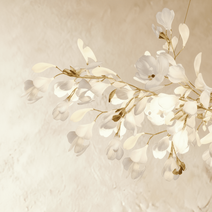 Verdant Crest Chandelier With Acrylic And Ceramic Leaves And Delicate Mini Shades