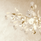 Verdant Crest Chandelier With Acrylic And Ceramic Leaves And Delicate Mini Shades