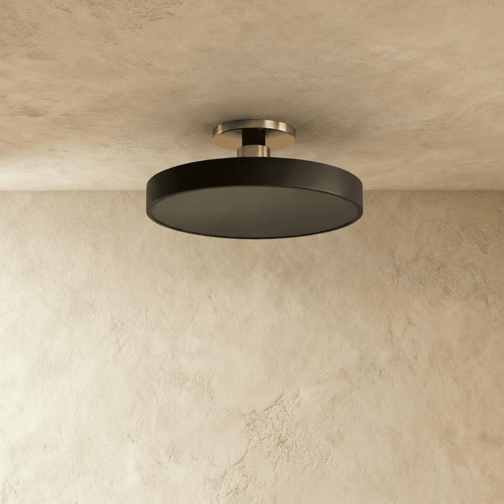 ルマ サークル セミフラッシュ シーリングライト 鍛鉄フレームとディフューザー付き