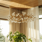Petalwave Crystal Brass Chandelier With Split Petal Design
