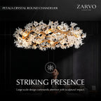 Petalwave Crystal Brass Chandelier With Split Petal Design