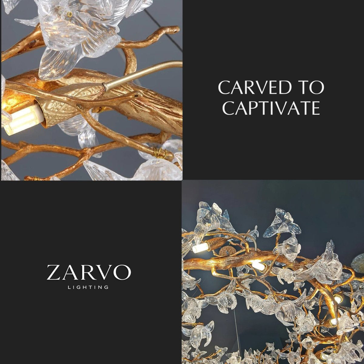 Petalwave Crystal Brass Chandelier With Split Petal Design