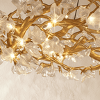 Petalwave Crystal Brass Chandelier With Split Petal Design