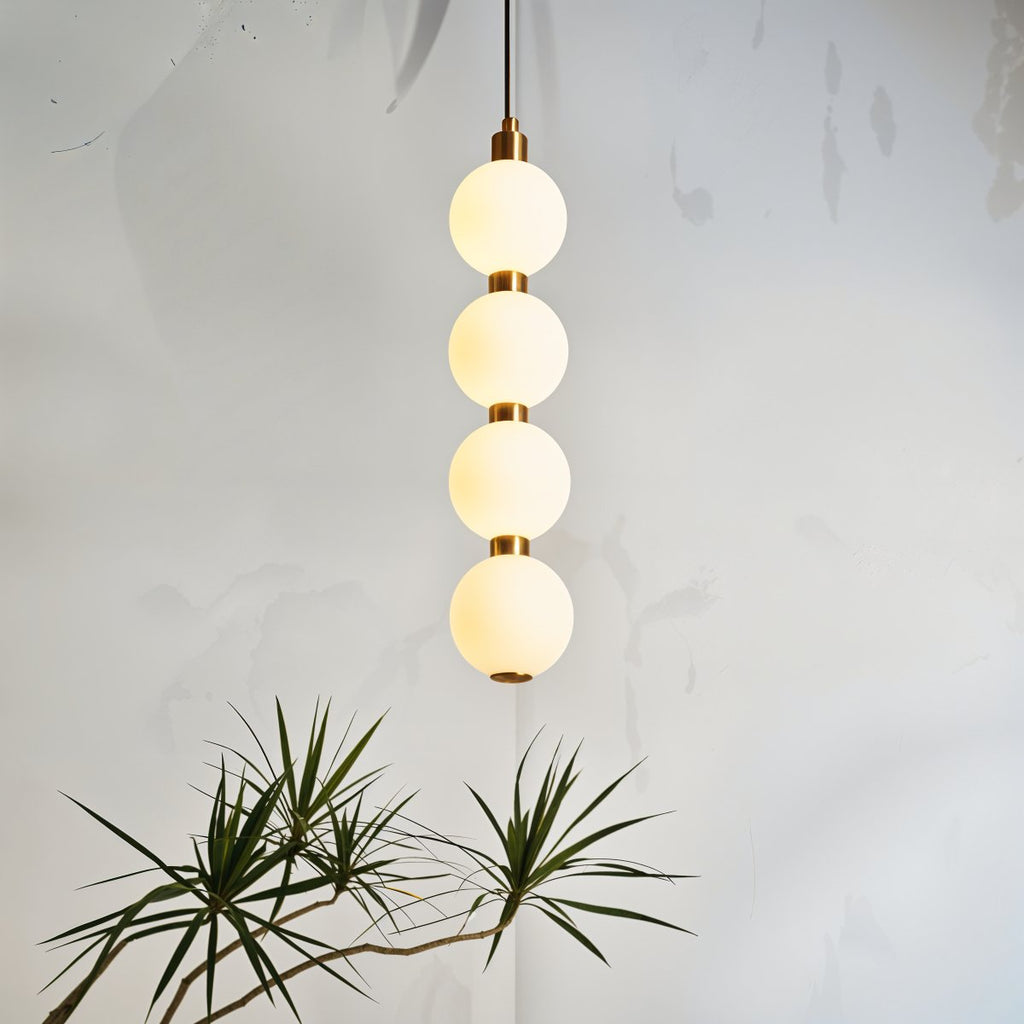 Aurora Cascade Acrylic Ball Pendant Light With Metal Accents