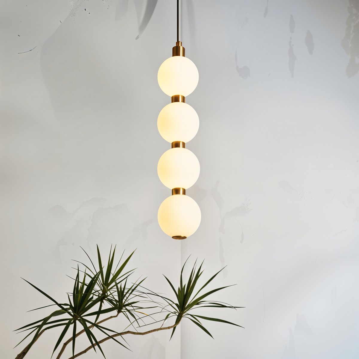 Aurora Cascade Acrylic Ball Pendant Light With Metal Accents